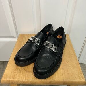 Anne Klein Eunice Chain Link Lug Sole Black Loafers size women’s 7